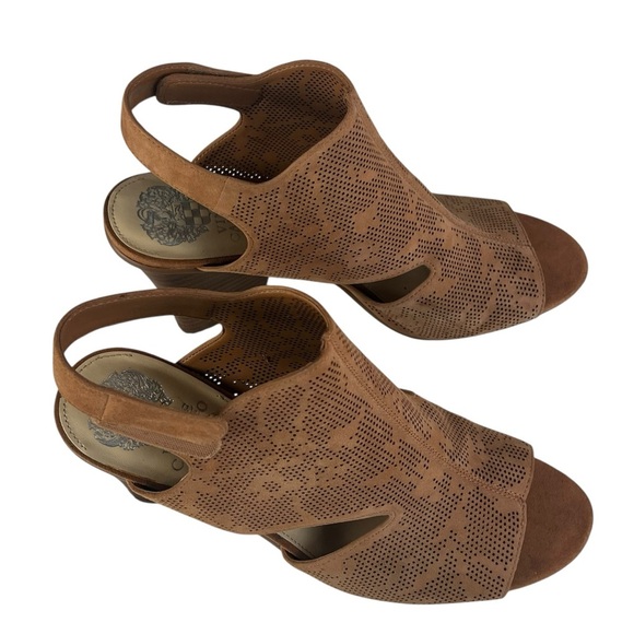 Vince Camuto Leather Detailed Heel Sandals – Dachelle Color Brick Size 9 Medium - Picture 9 of 15